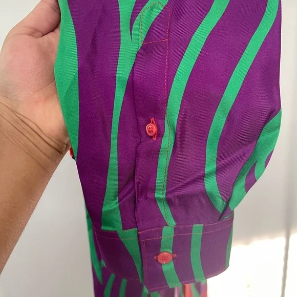 Versace Medusa Music Long Sleeve Button-Up Silk Shirt - Picture 8 of 12